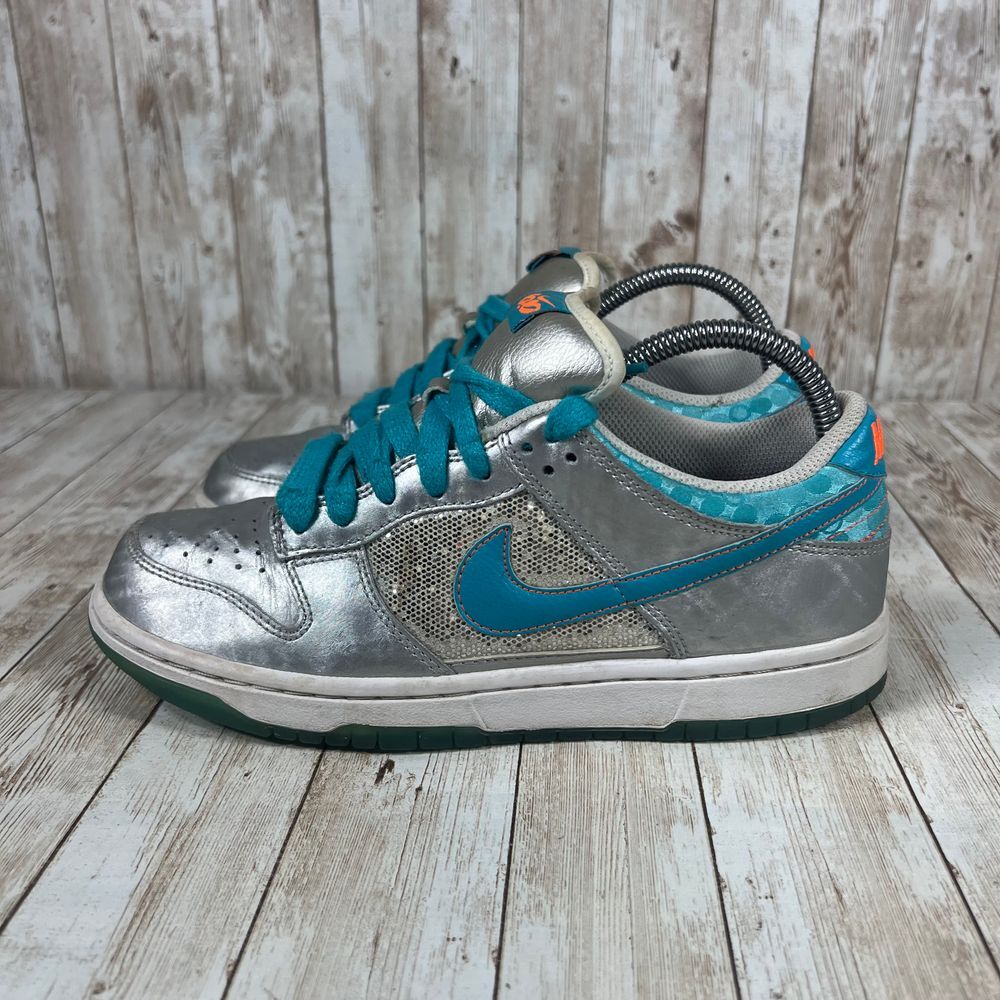 VNTG Y2K Nike Dunk Low‎ Sz 8 Womens Metallic Glitter Turquois orange 454760-048 - Picture 2 of 8